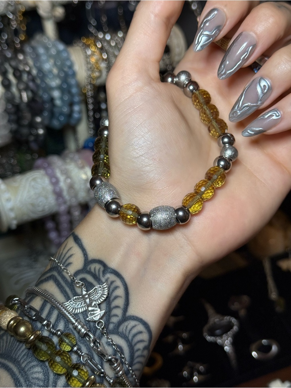 Zultanite Turkish Faceted Color Change Stretch Bracelet - Picture 5 of 10